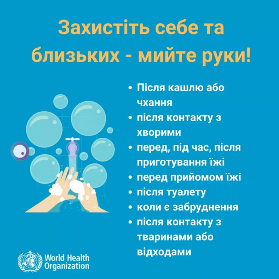 Захичтіть себе та близьких - мийте руки!