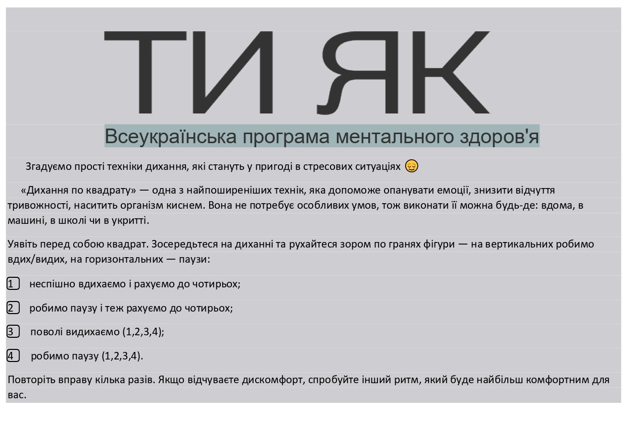 Дихання по квадрату | Техніка для заспокоєння