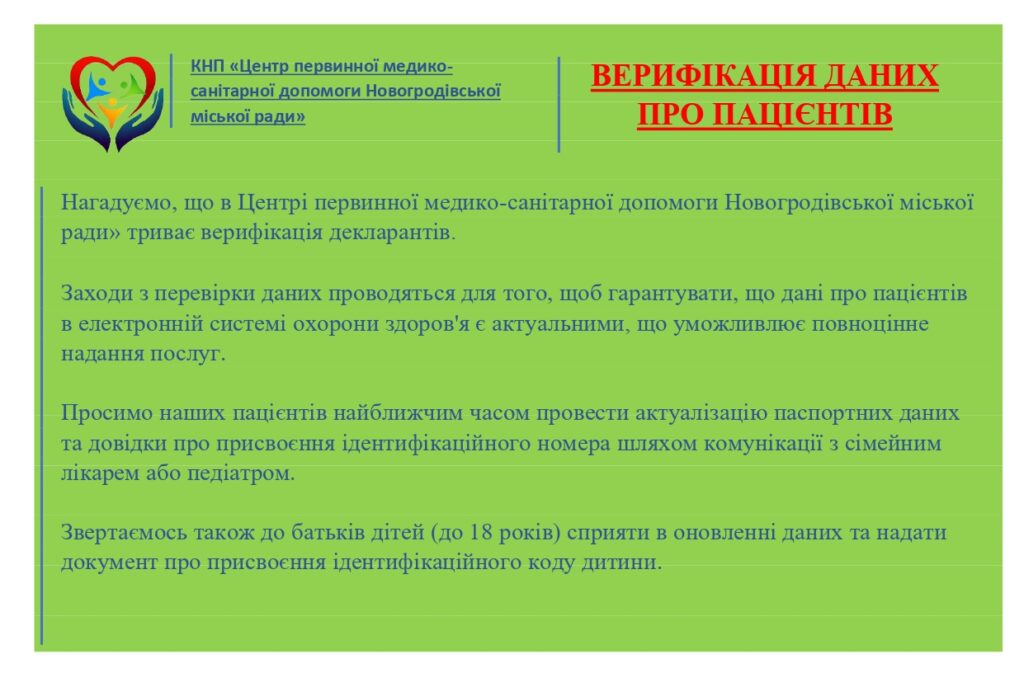 Варифікація даних про пацієнтів